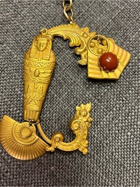 egyptian revival jewelry Necklace sculptor sarcophagus Pendant Oval Chunky Chain